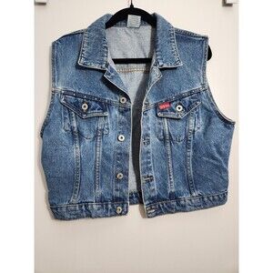 Cest Toi Womens Sz L Embellished Sleeveless Denim Vest Wearable Western Boho